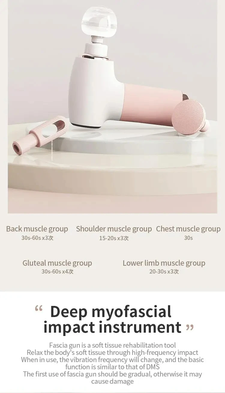 HEZHENG Hot Sale Wireless Mini Massage Gun Deep Muscle Vibrating Massager Powerful Body Massage Machine with 4 Shape Heads