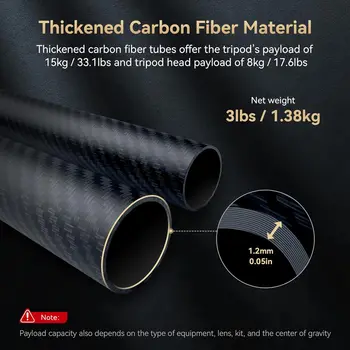 SmallRig AP-100 FreeRover Carbon Fiber Tripod,  Professional Travel Tripod Max Load 17.6 Lbs for Camera-4353 detail image