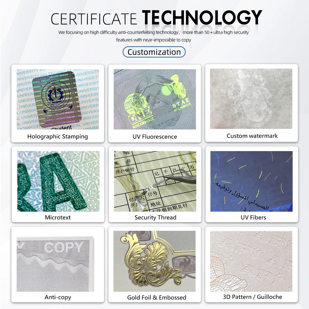 Сертификат на заказ в виде охранной бумаги А4 Золотая фольга для горячего тиснения картонный плакат и этикетка поздравлений