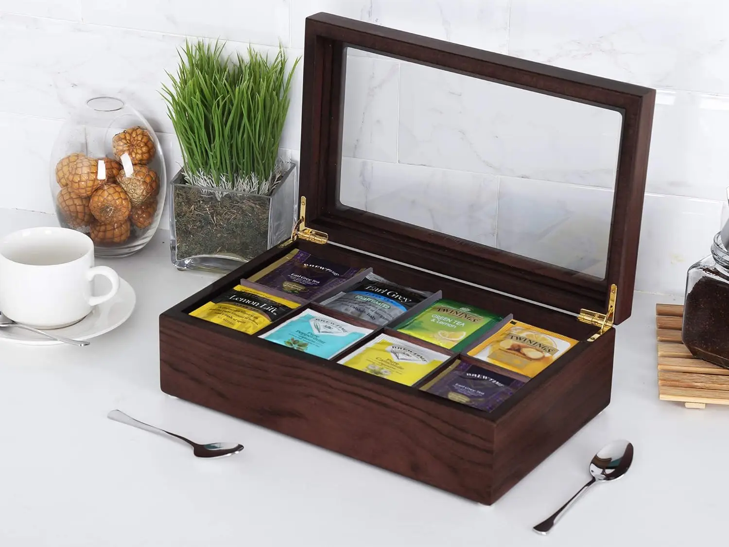 Wooden Tea Storage Chest From The Premier Collection 8 Adjustable