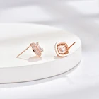 Jewelry Trend 925 Sterling Silver Jewelry Wholesale Zircon Stone Silver Stud Earrings Rose Gold Plated