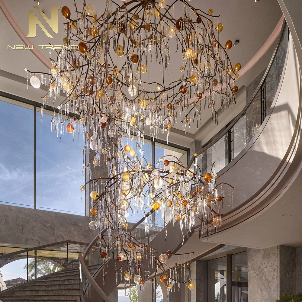 CPL-484 Bespoke K9 Crystal Branch Chandelier – Modern LED Project Lighting for Commercial Hotel & Club