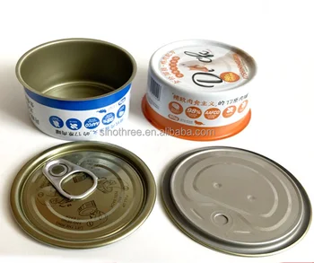 Custom Round Metal Container Empty 2 Piece Food Grade Tin Cans With EOE Lids For Tuna Fish Canned Food Packaging