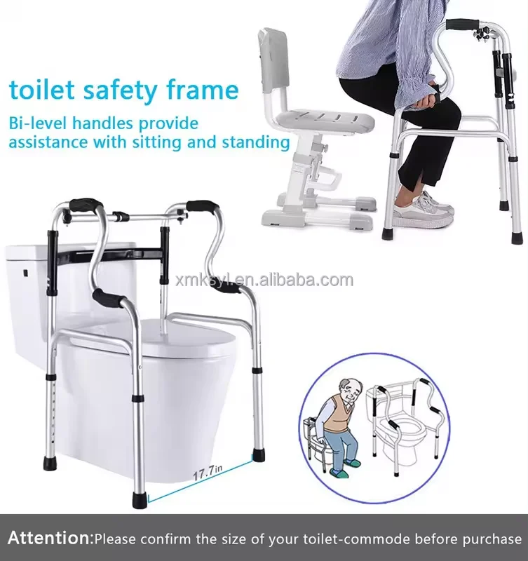 Aluminum Alloy Foldable Elderly Walker with Seat Cerebral Palsy Standing Support Bathroom Safety Equipment manufacture