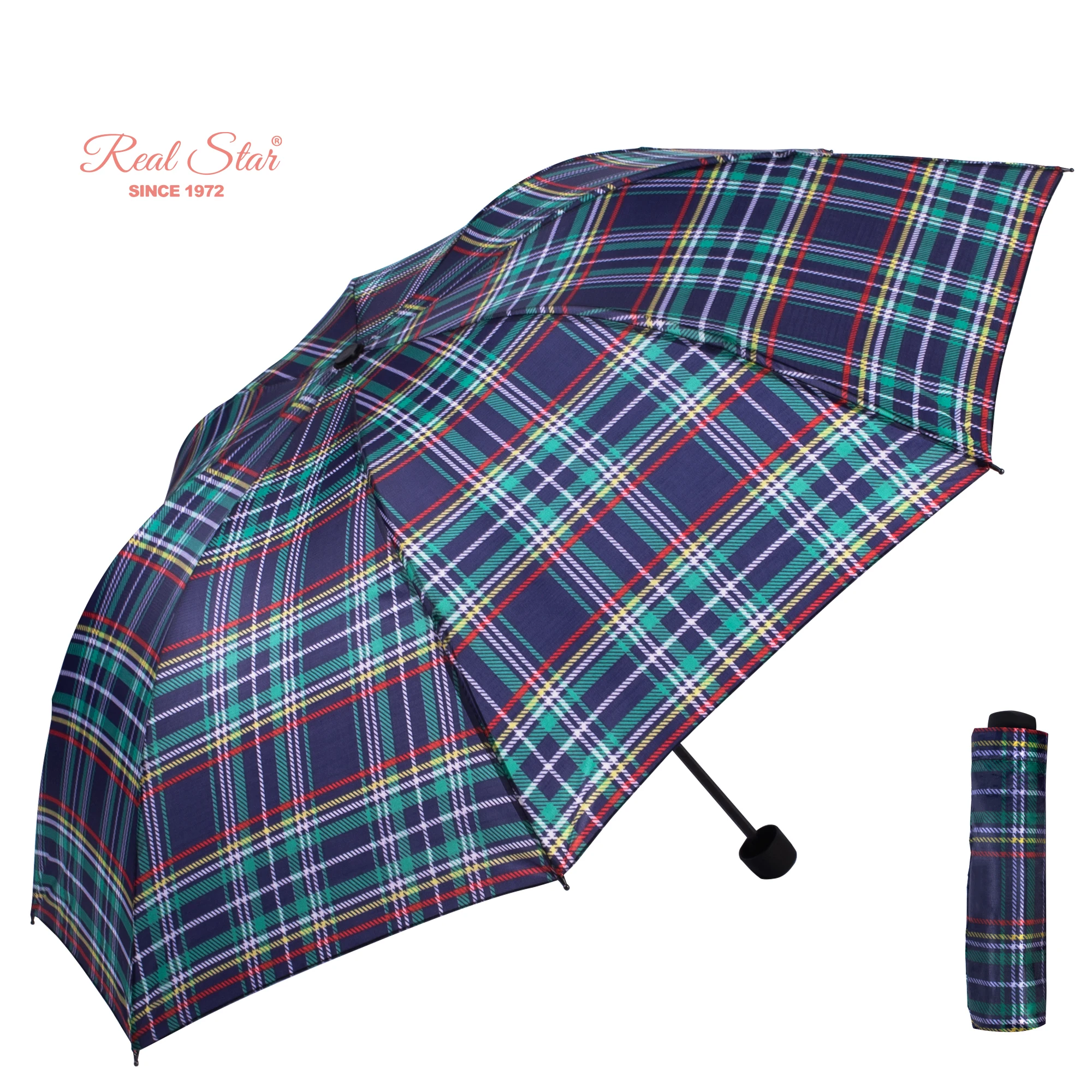 Happy Swan Polyester China Supplier Cheap Market Umbrella Three Folding Manual Umbrella