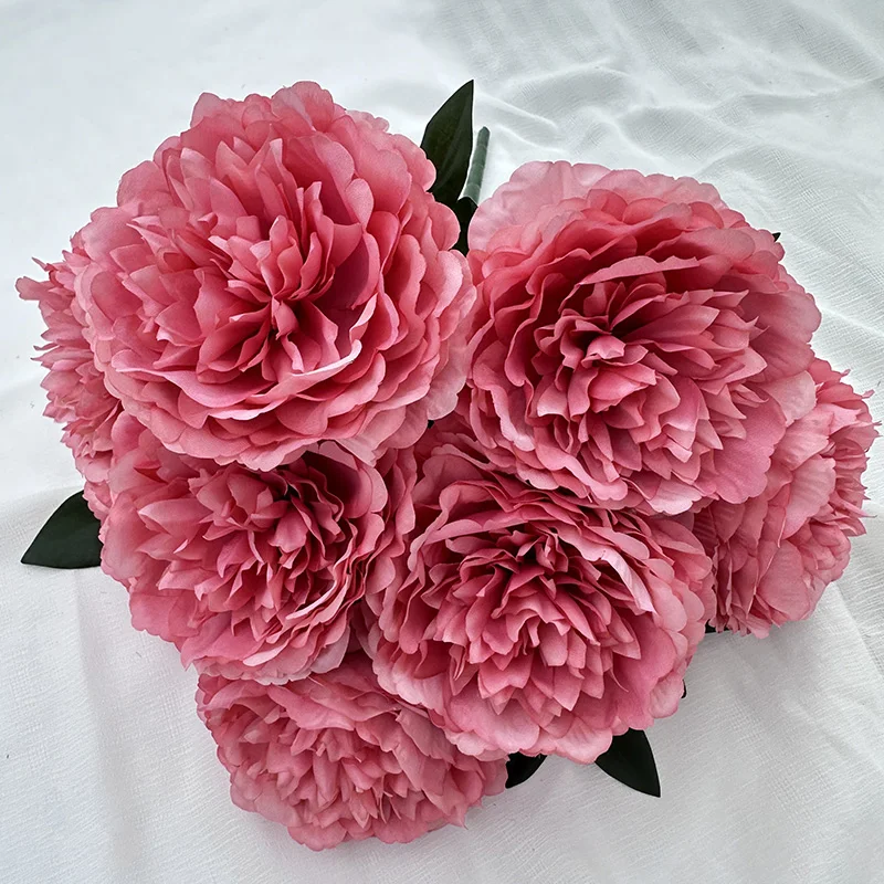 product meiyang 9 heads peony artificial silk peony flower arrangement for home interior decoration high quality  graduation-57