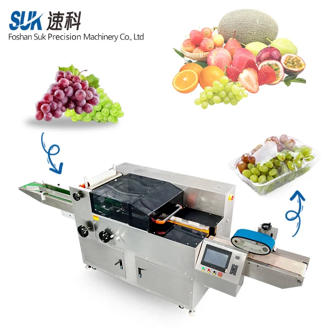 High Speed Food Cling Wrapping Machine Plastic Stretch Film Packaging Vegetables Fruits Cling Film Packing Machine