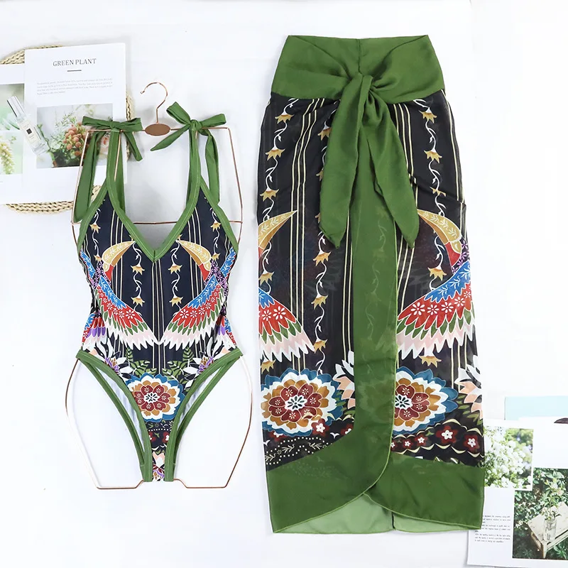 Jsn Bathing Suit Manufactures One Piece Swimsuit Cover Up Peacock Print