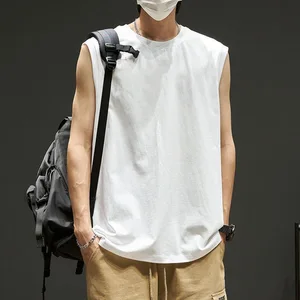 OEM & ODM Men's Summer Sports Waistcoat New Loose Training Top with Big Shoulder Casual Style Knitted Polyester Material