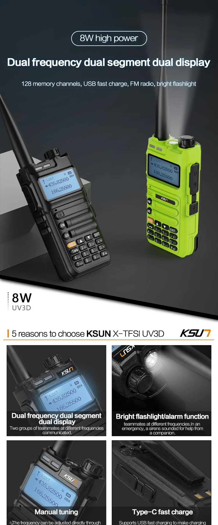 KSUN Woki Toki High Power Wireless Intercom - 5W-8W Ham Radio
