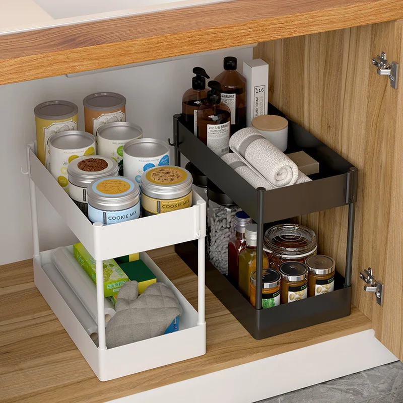 Amazon Pull-out Double Shelf Kitchen Under Sink Removable Storage ...
