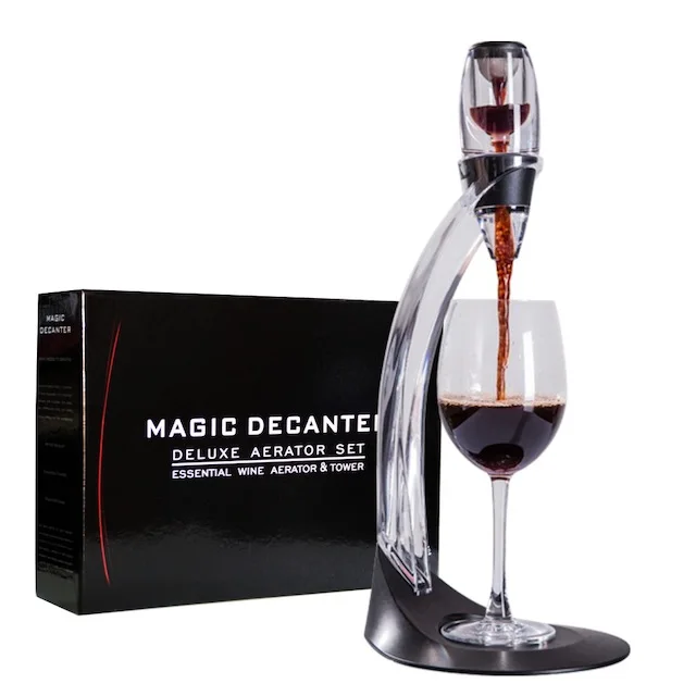 Decanter Per Vino Rosso Con Base A Design Montagna - 1800 Ml, Con Tappo In Legno E Impugnatura Ergonomica