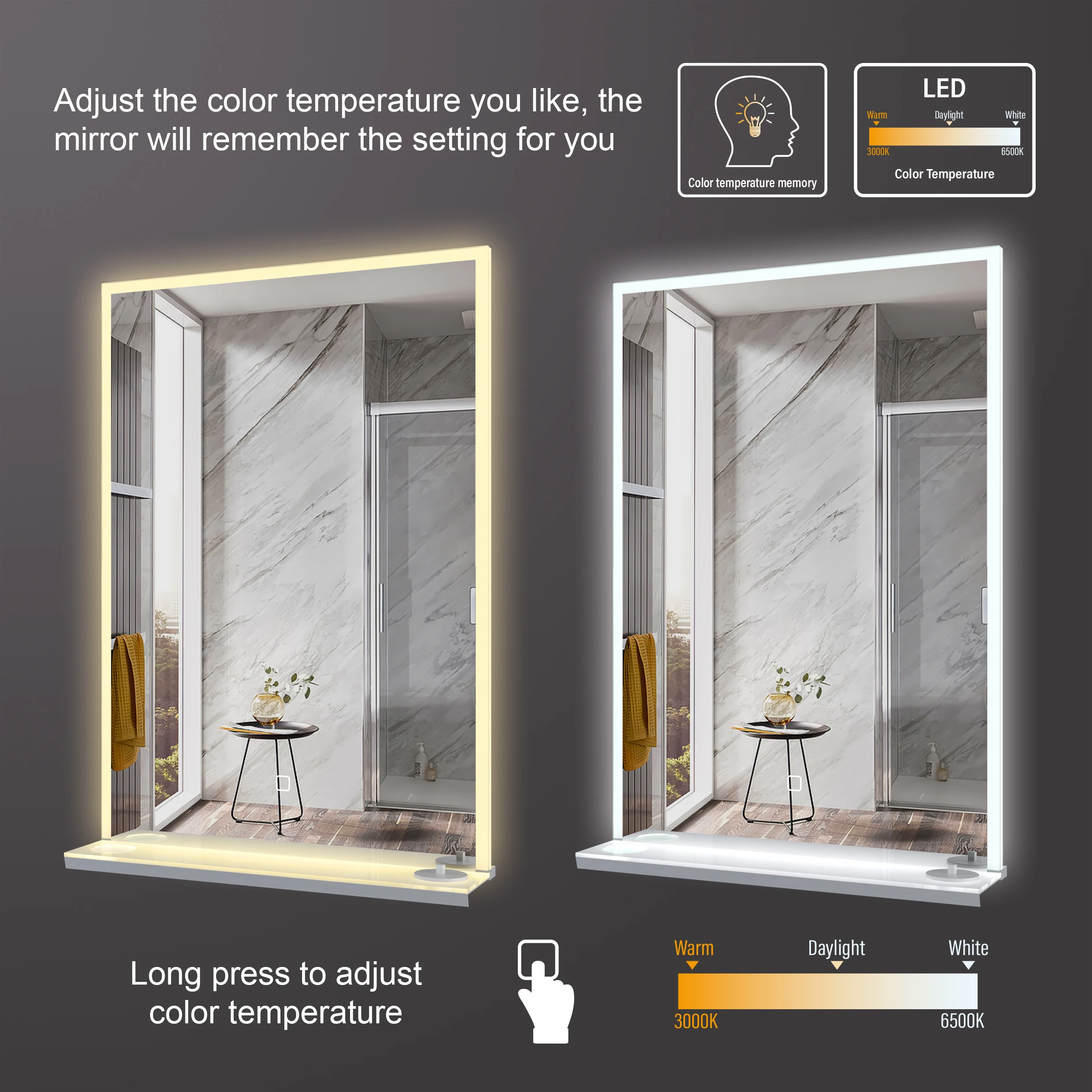 New Smart Bathroom Mirror With Phone & Toothbrush Charger / Led Mirror