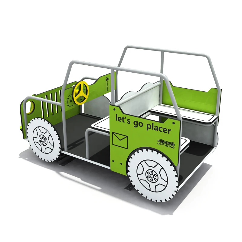 High Quality Fun Shape Bus Spring Rider Car Toy for Kids PE & Steel for Adventure Park Public & School Playground