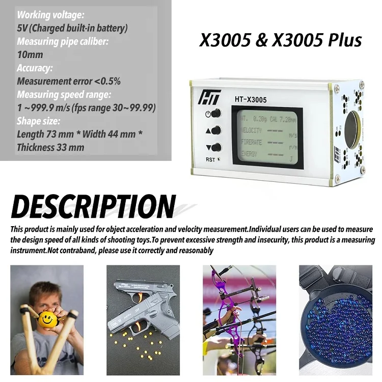 Shooting Chronograph Shooting Speed Meter Ball Velocity Energy Measurement X3005 