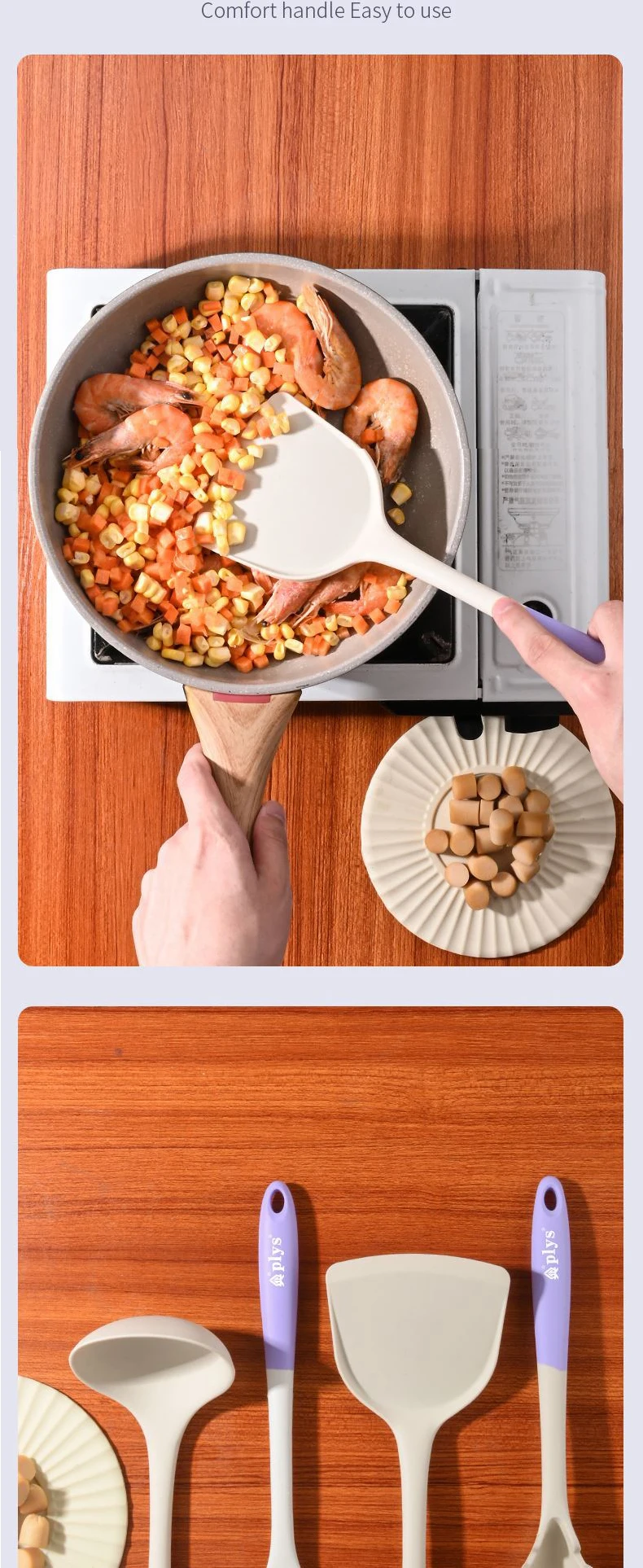 Silicone Cooking Utensils Set Heat Resistant Kitchen Utensil Skimmer