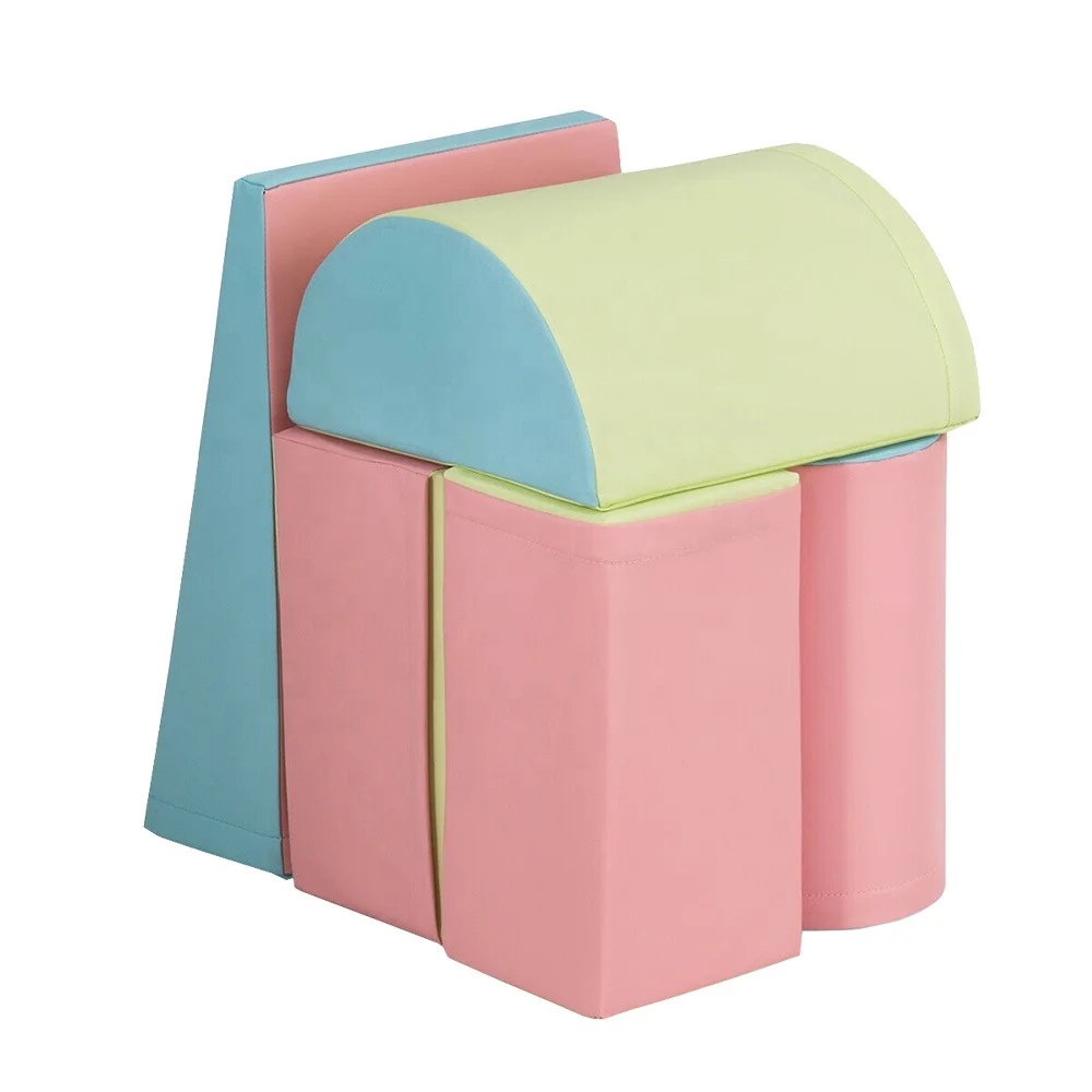 5pcs/set Foam Blocks Cube/Trapezoid/Cylinder Large Foam Blocks Preschool Learning Crawl Climb Soft Building Blocks for Baby Kids