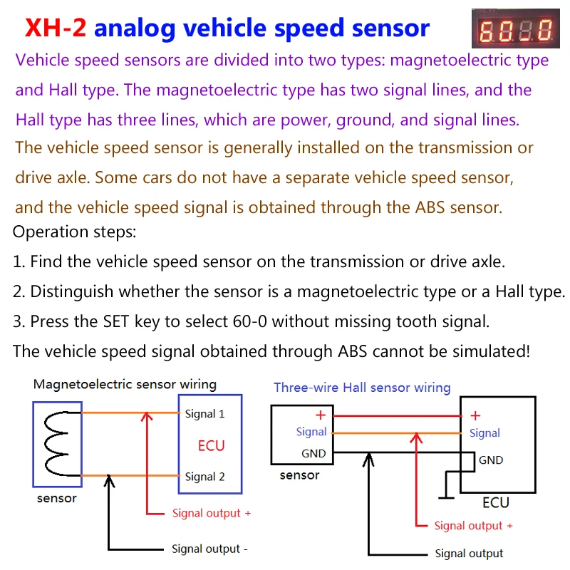 XH-2 Speed Sensor Crankshaft ABS Code Reader Magnetoelectric Automobile Signal Generator for Cars Trucks Excavators