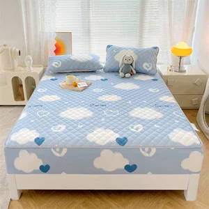 Factory Price  Polycotton  Color Mattress Protective Cover Fixed Bedspread Set Coverlet Fitted Bed Cover Quilted Bed Sheet