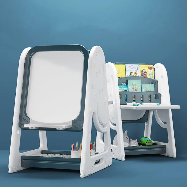 Easy Assembling Homeschooling Toddler Furniture Plastic Kids Table and Easel Set