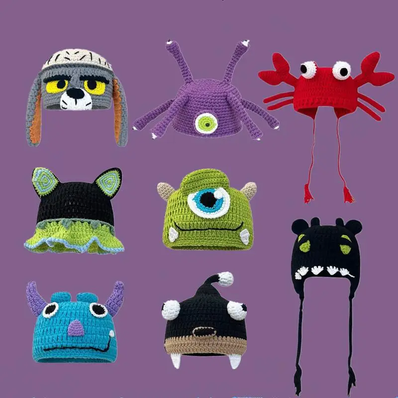 Wholesale monster hand-knitted hat women winter quirky cartoon green knitted hat with tentacles