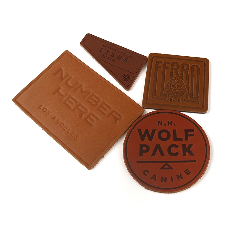 Custom Iron on Embossed Soft Real Genuine Fake Leather Clothing Self-Adhesive Hat Tags Jeans Repair Patches in Private Brand