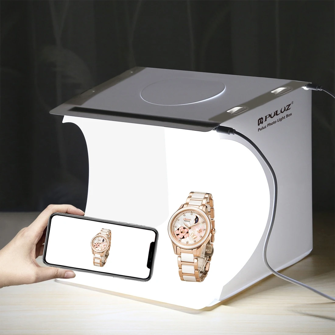 PULUZ 20cm With 2 LED Panels Foldable Mini Photo Studio Box Black White ...