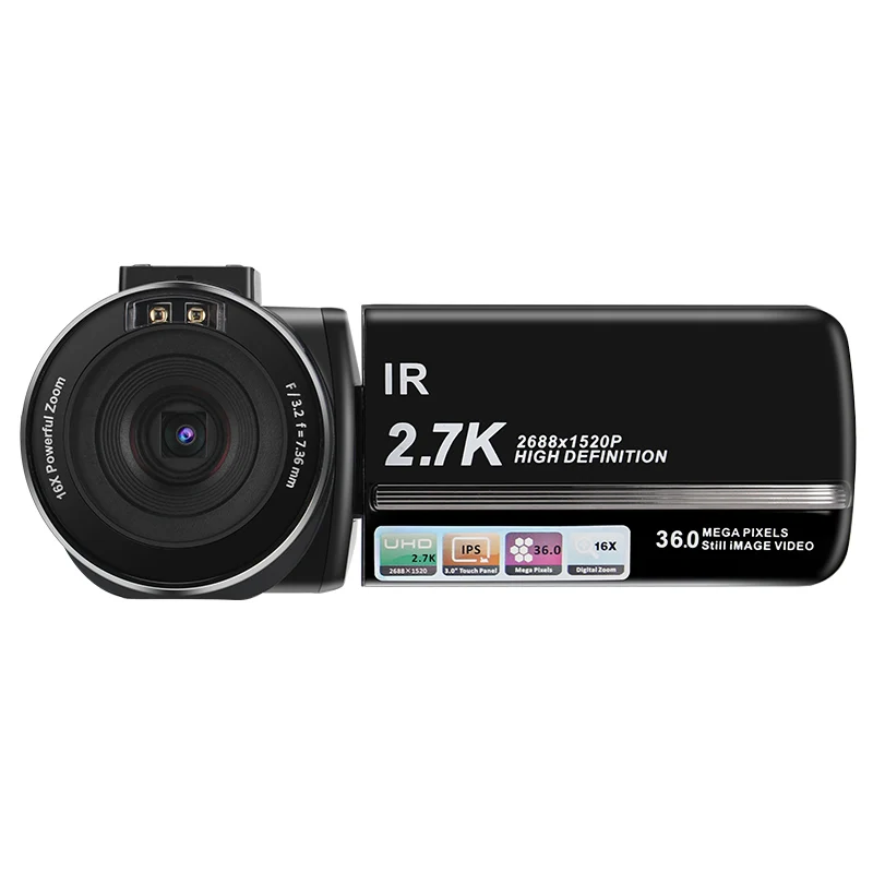 プロ仕様ミニビデオカメラ ナイトショット機能 2.7K 16倍ズーム 90