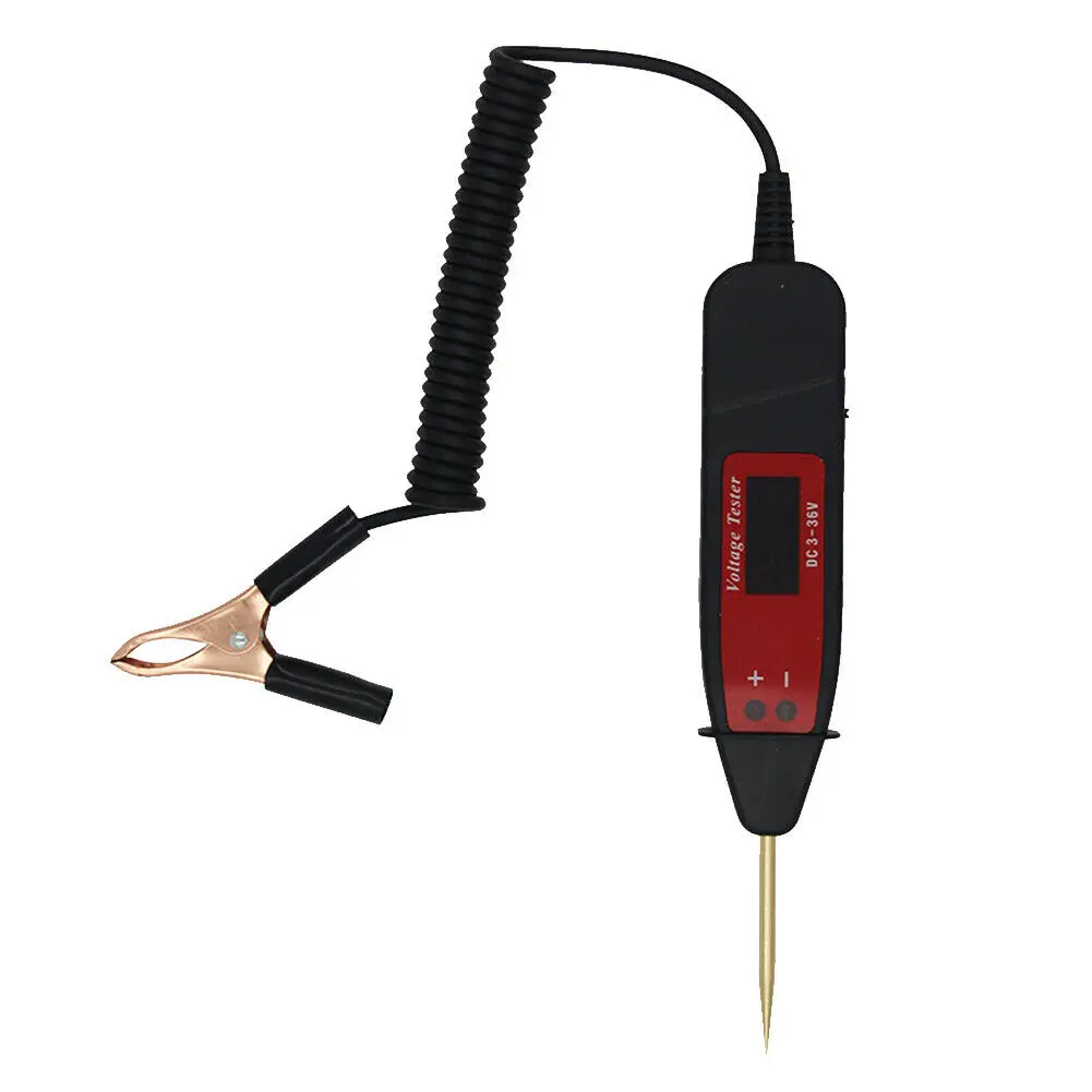 Car Digital LCD Electric Voltage Test Pen Probe Detector Tester LED Light 5-36V 