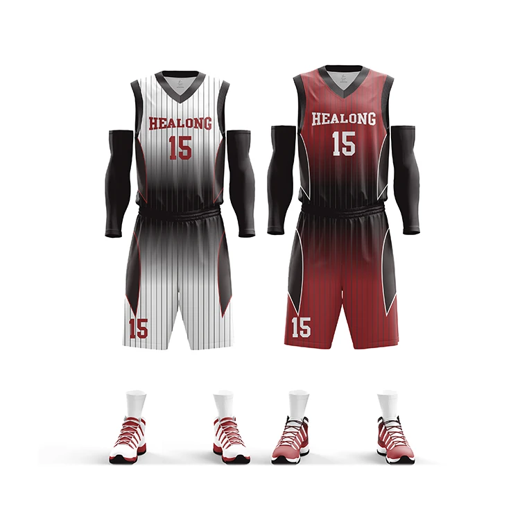 Source Heat-transfer printing maroon basketball uniforms custom