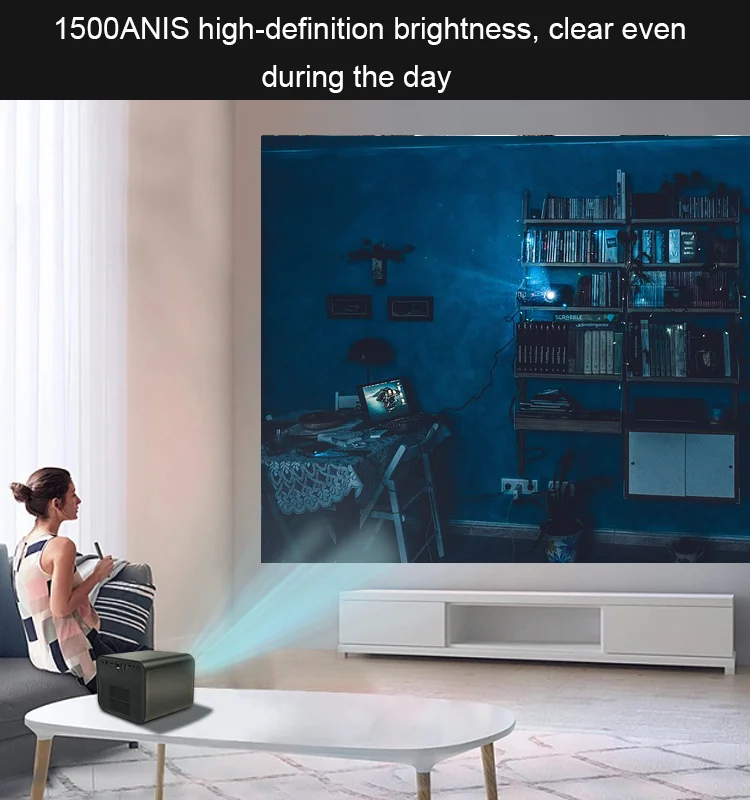 1500 ANSI Portable 4K Projector - 1080p Resolution, Wi-Fi, Built-in ...