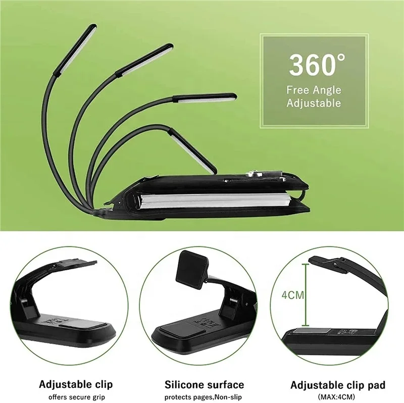 Professional Factory Dimmable Led Usb Light Folding Led Reading Light Led Night Reading Book Light