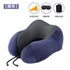 navy blue neck pillow + eye mask + earplugs + storage bag
