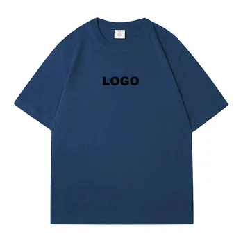 Custom Logo Summer Men's Oversized 100% Cotton T-Shirts 230g Embroidery Women Solid Color Blank T-shirts