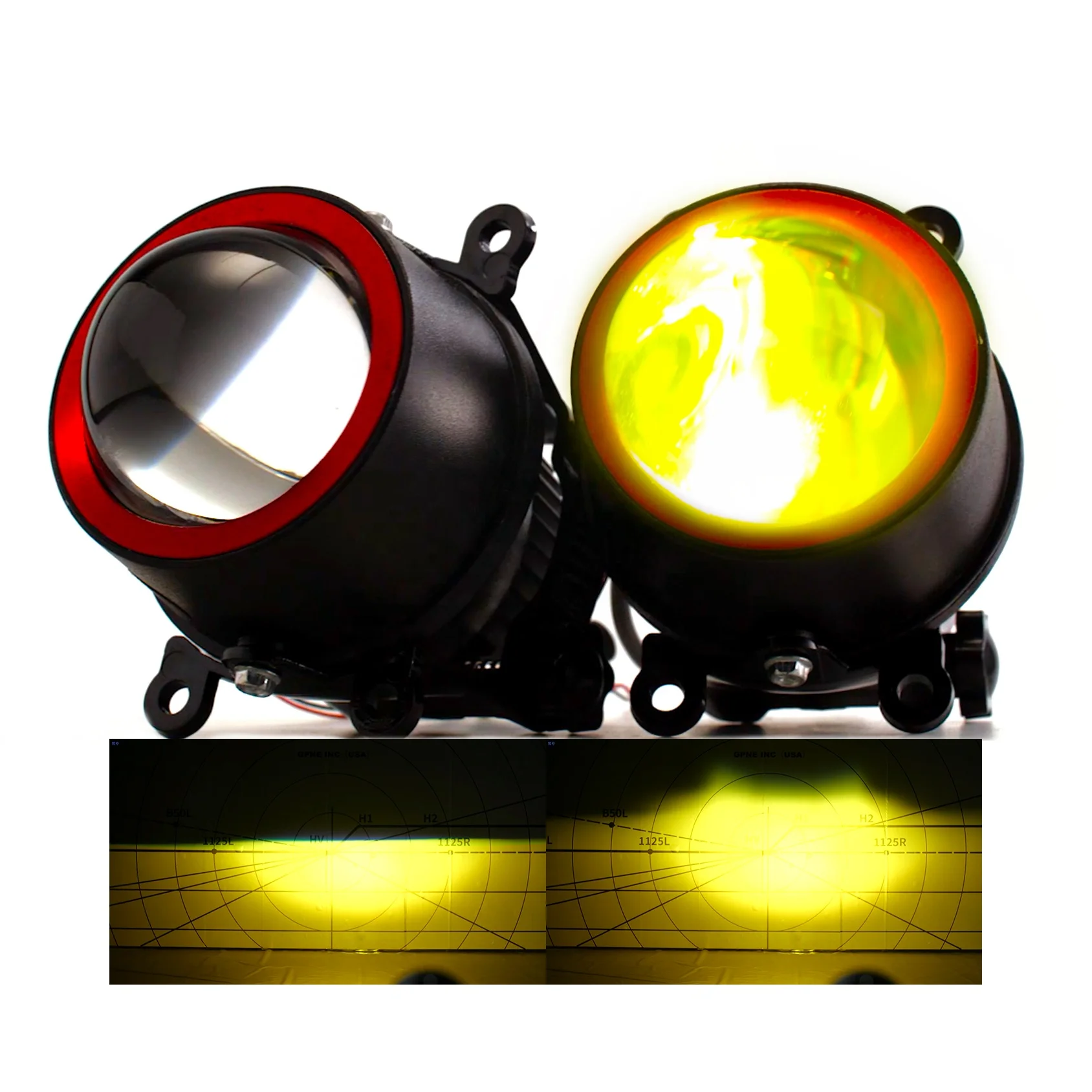 GPNE F5 Biled Projector Lens Fog Lights Lens Tri Colors Led Lamp Projector Lens Car Fog Light