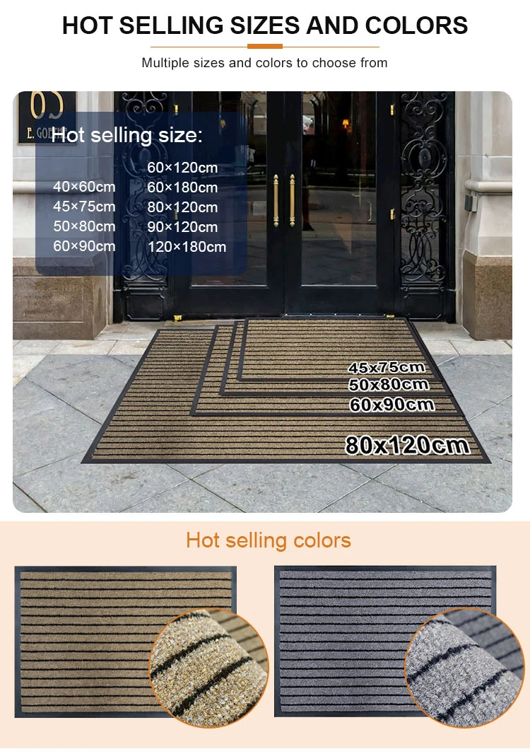 Ribs Design Cut Pile Doormat Durable PP Material TPE Backing Door Mat for Home Entrance(图7)