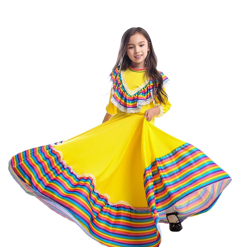 México Niñas Vestido Amarillo Fiesta Vestido De Baile Gitano Estilo De La  Ropa De Los Niños Traje De La Ropa - Buy Ropa De Niños Estilo Gitano  Product on Alibaba.com