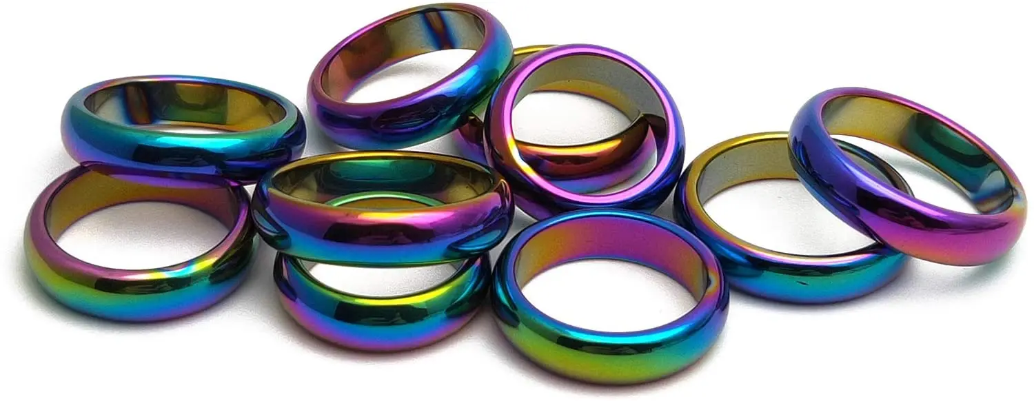 Anneau en pierre hématite 100% naturelle, anti-douleur, cristal