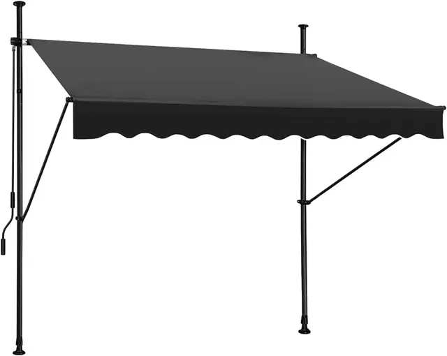 Manual Retractable Awning 118 Non-Screw Outdoor Sun Shade Adjustable Pergola Shade Cover with UV Protection