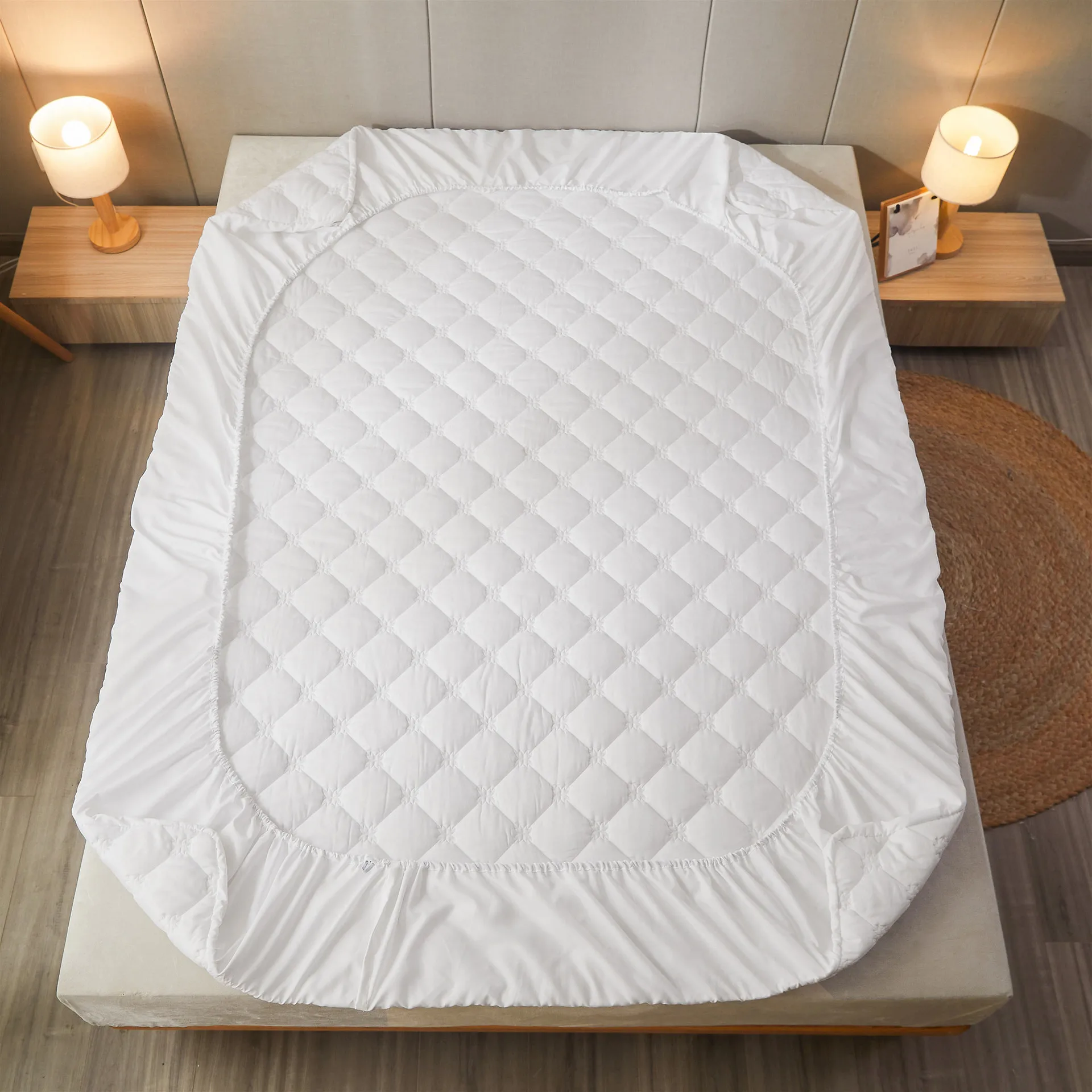 100 хлопок, стеганый детский складной матрас, протектор матраса для кроватки, Простый белый