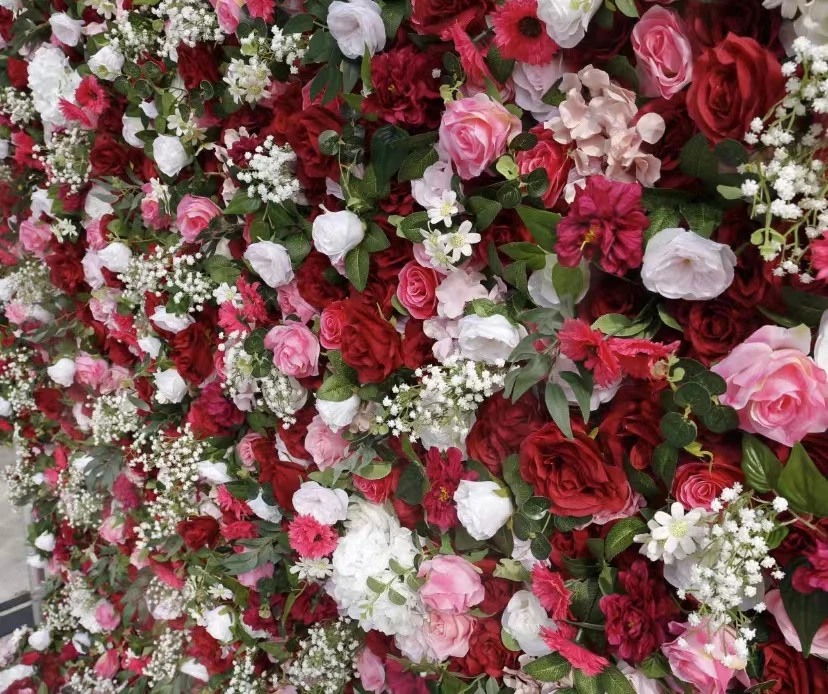 Q66 Artificial Flower Wall Decorative Background 3d Roll Up Silk Ired