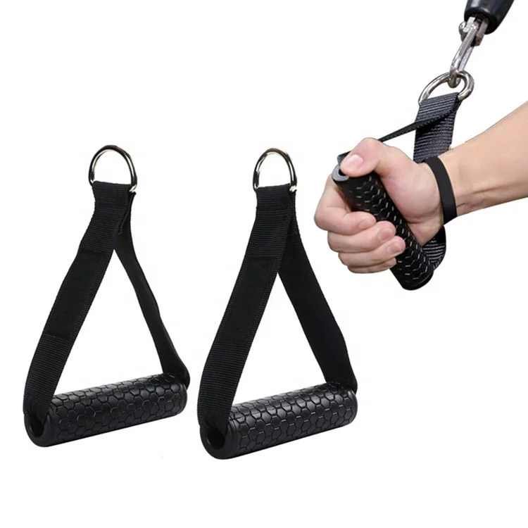 Heavy Duty Gym Cable Machine Attachments Resistance Band Stirrup Handles w/ Bag 