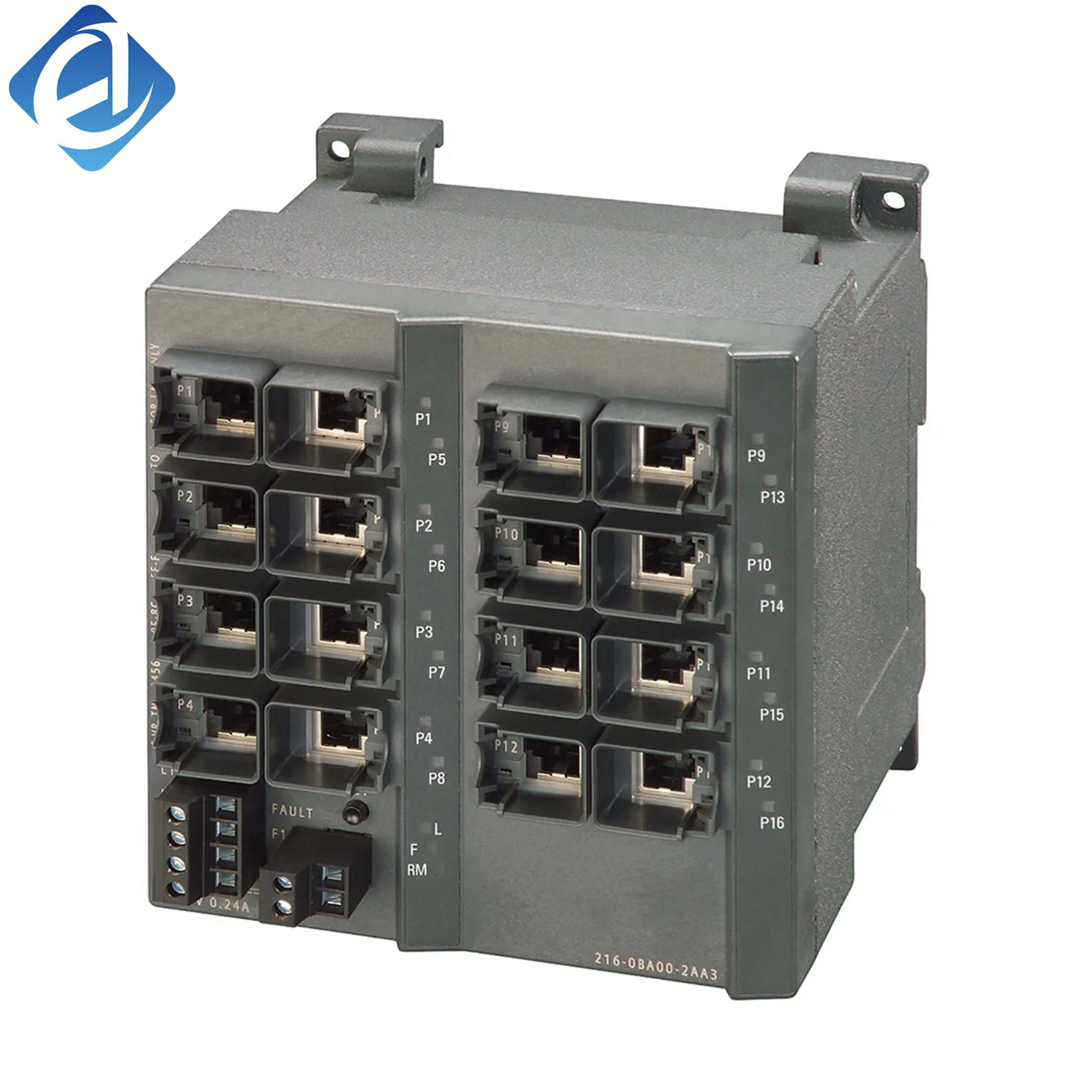 New Original 6GK5216-0BA00-2AA3 unmanaged industrial Ethernet switch for Siemens SCALANCE XB200 series. Features 16 RJ45 ports, plug-and-play design, sturdy metal housing and strong anti-interference.