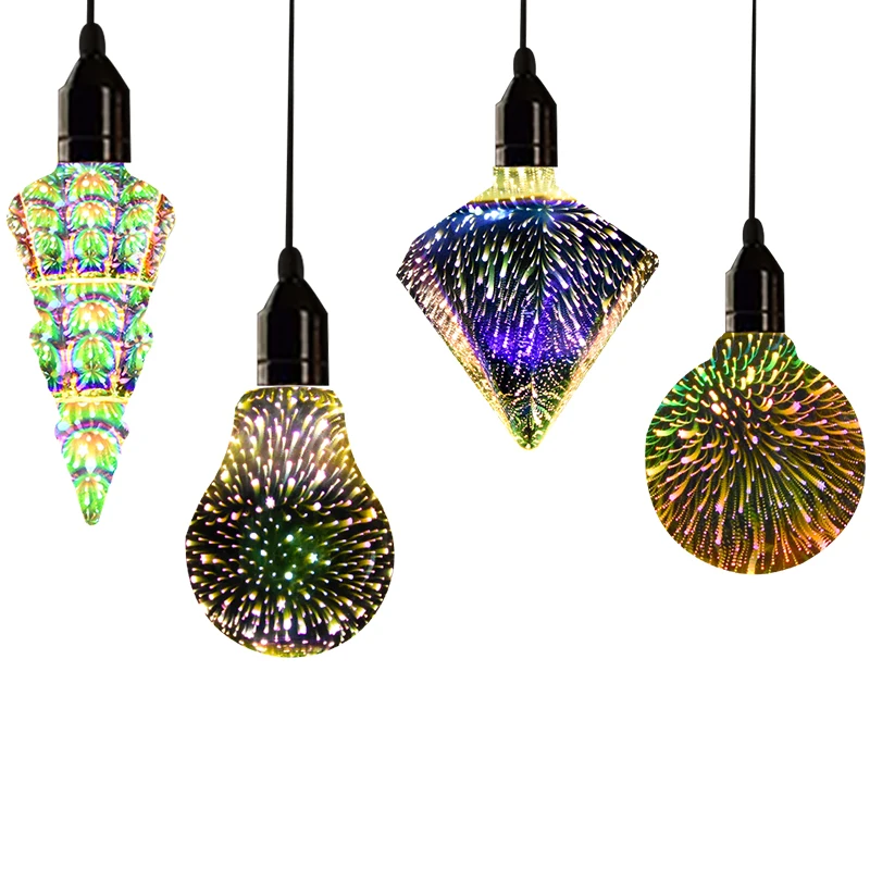 A10 3D Firework LED Light Bulb Holiday Party Wedding Decorative Filament Bulb