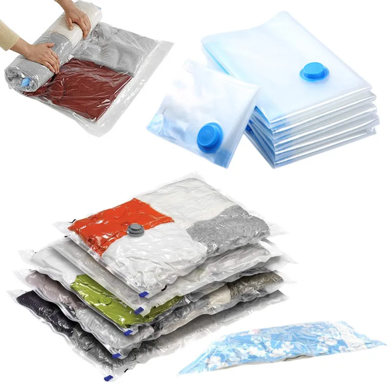 Universal Transparent Plastic Vacuum Compression Bags with V