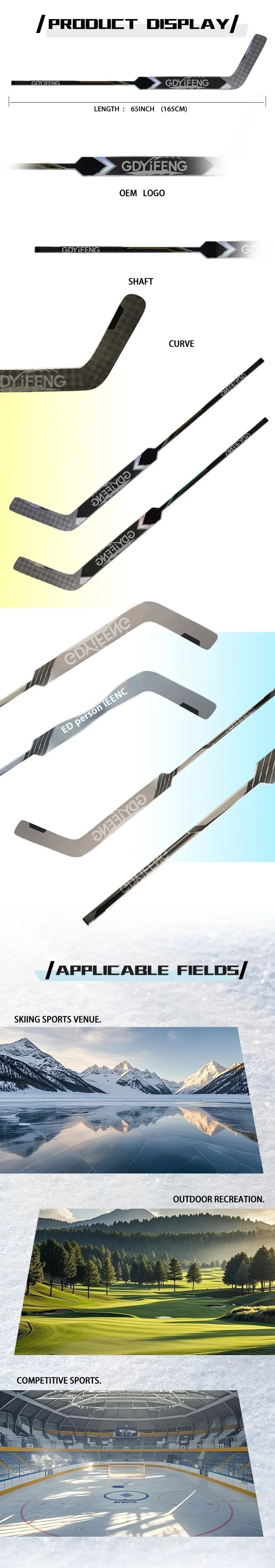 High Quality Custom Professional Carbon Fiber Flylite Goalie Hockey Stick Factory Direct Ice Hockey Gear