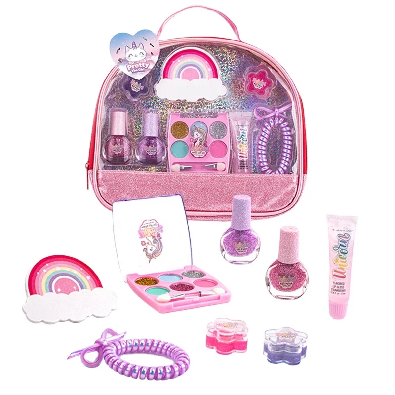 Safe & Non-Toxic Little Girls Starter Kit Real Makeup Cosmetic Beauty Set Toys Makeup for Kids Girl
