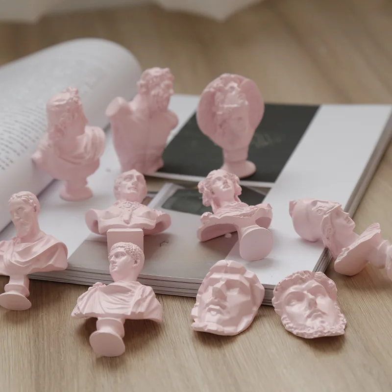 Posing Photo Props Nordic Morandi Color Mini Plaster Sketch Head Resin Figure Statue