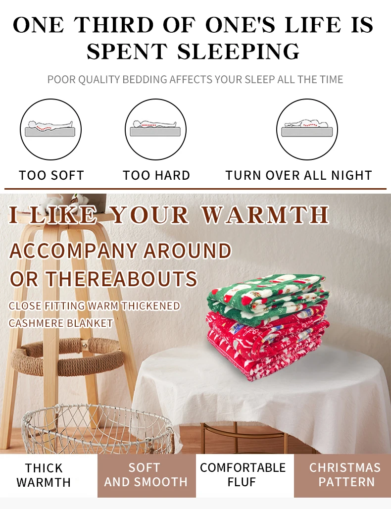 Wholesale Discount Christmas Gift Eco-Friendly Soft Throw Raschel Blankets For Home manufacture