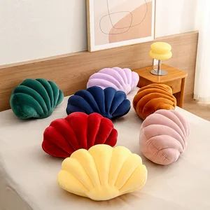 Modern Coastal Decorative Pillows Cushions Classic Style with Soft Velvet Shell Shape Throw Pillow